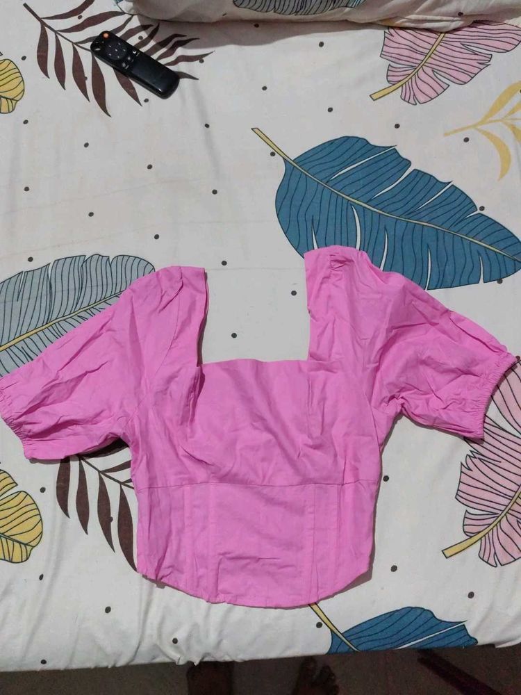 Pink Corset Style Crop Top