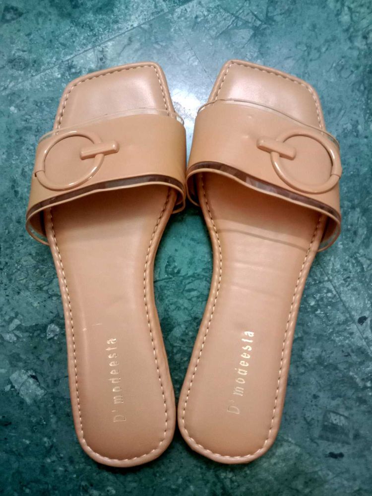 Tan Colour Flat Slippers