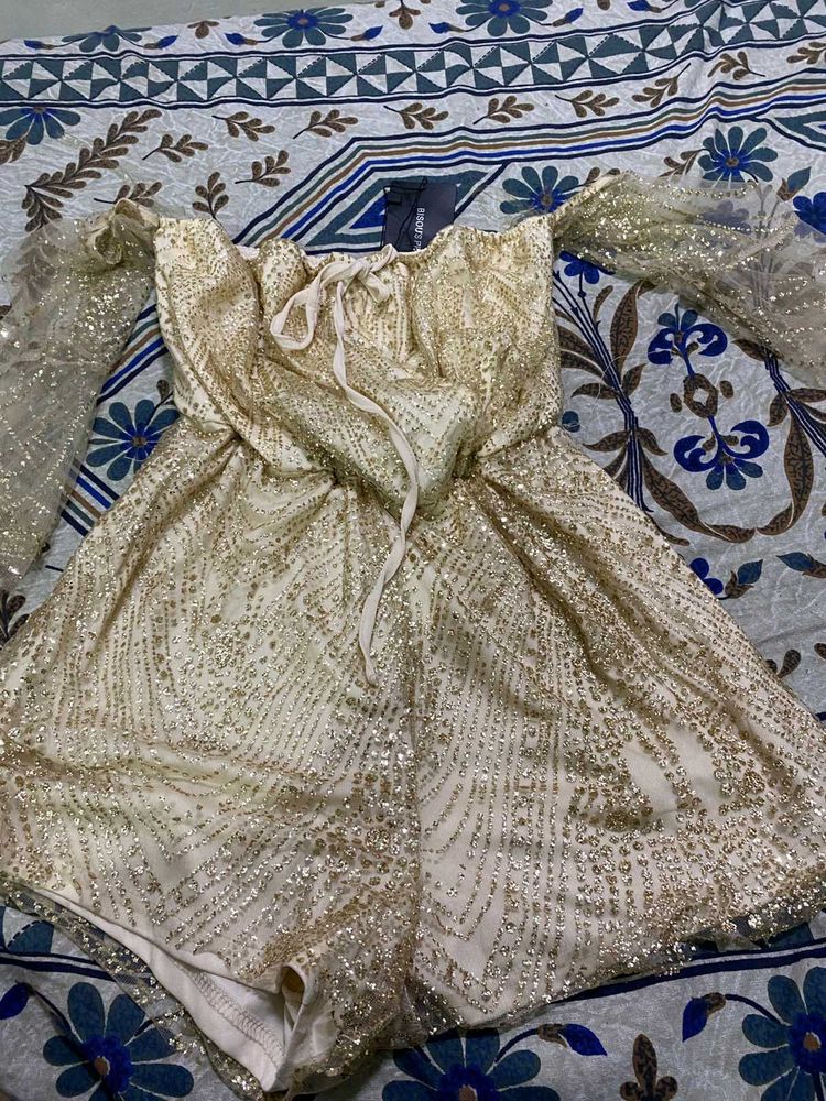 Golden Party Wear Playsuit