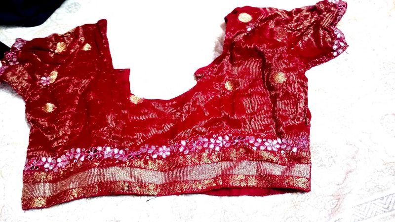 Red Embellished Blouse