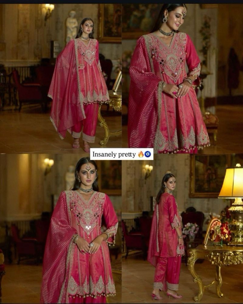 KTT heavy mirror &amp; zari work Tissue Kurta Set