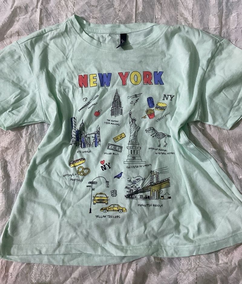 New York” Graphic Tee - Mint Green