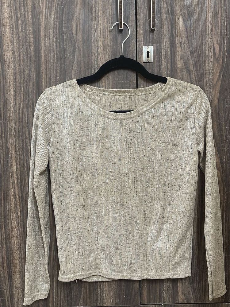 Beige Long Sleeve Top