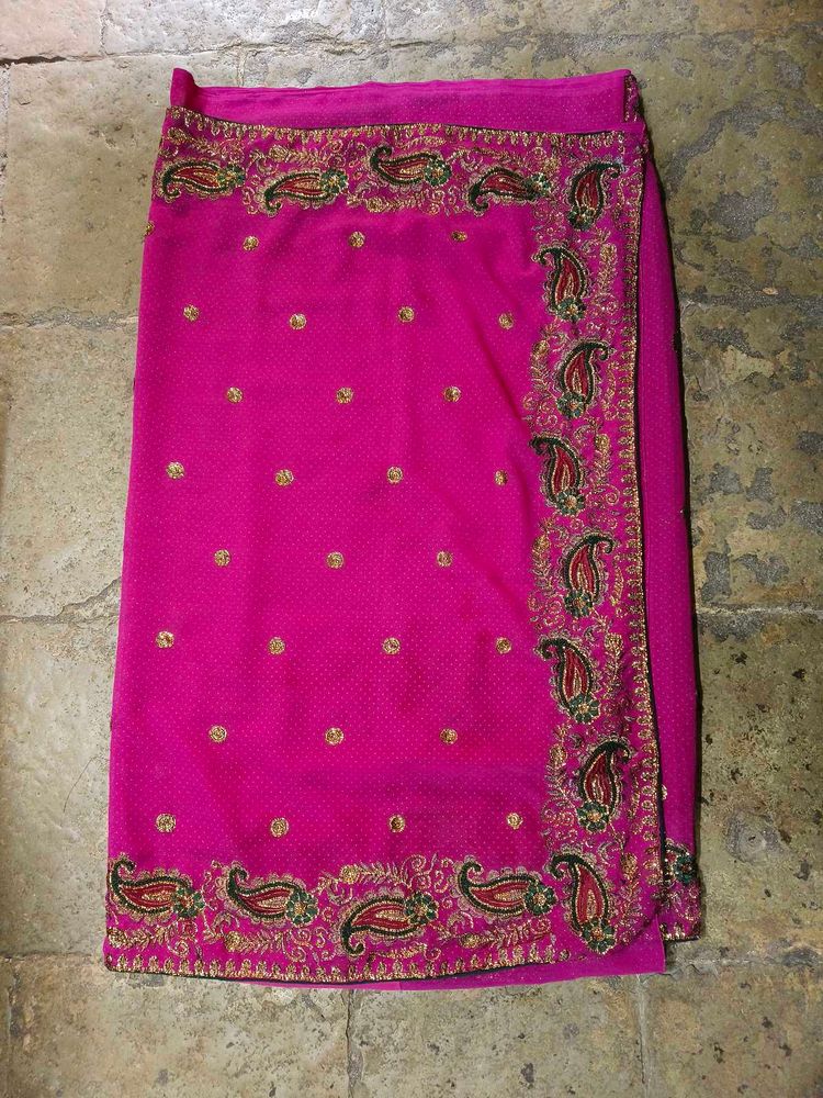 Pink Embroidered Sari