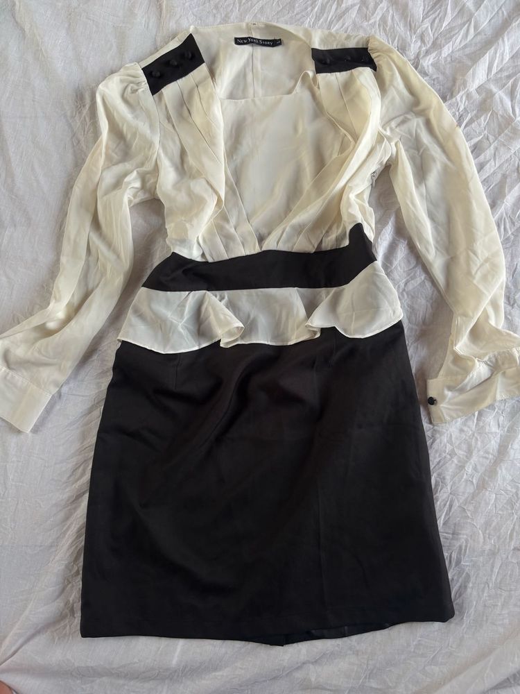 💕🧸🤍black And White Dress