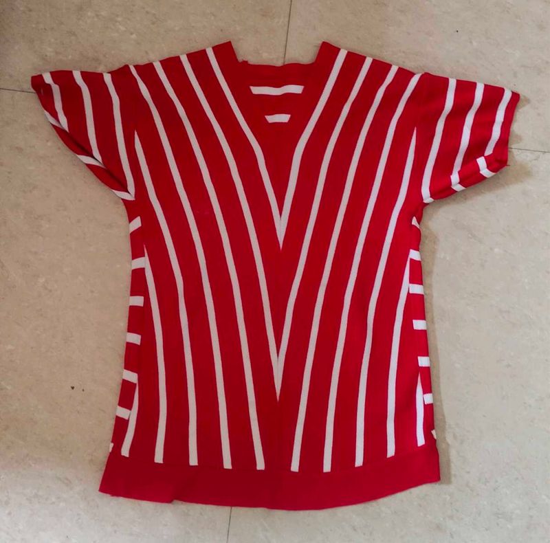 Red &amp; White Striped Top
