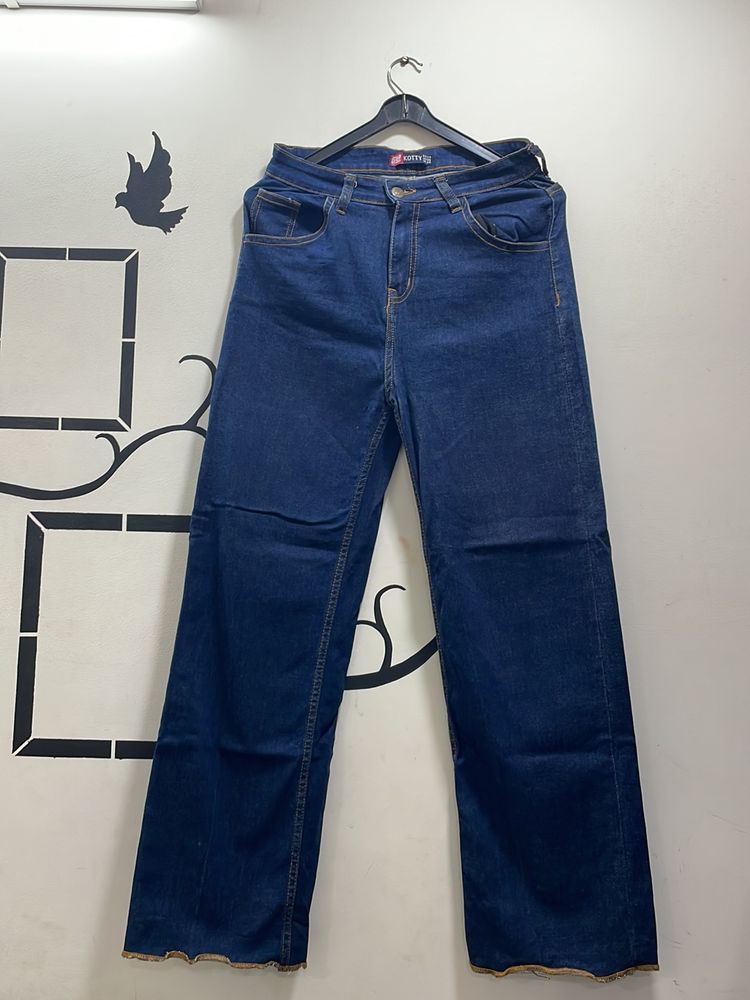 Dark Blue Wide Leg Jeans