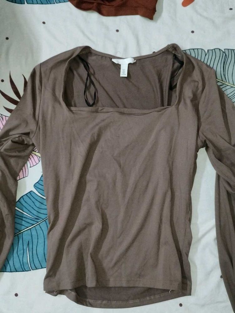 Brown Long Sleeve Top