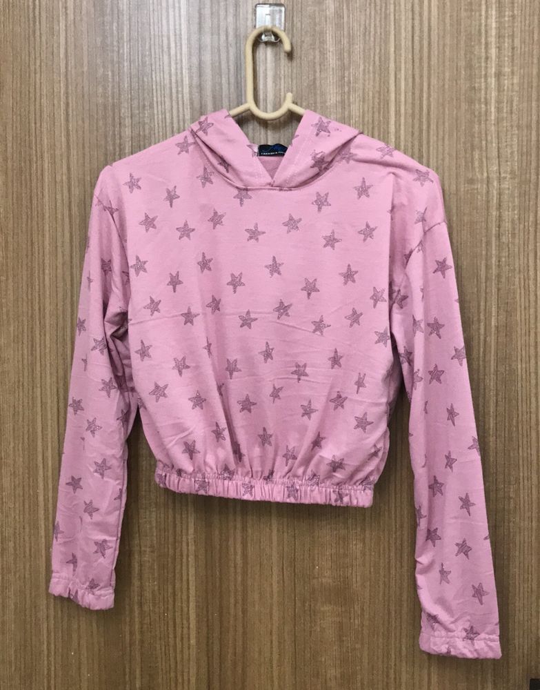 Shimmer Star Mauve Pink Hoodie Top