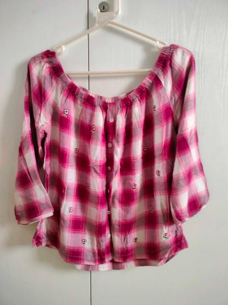 Pink Off-Shoulder Top