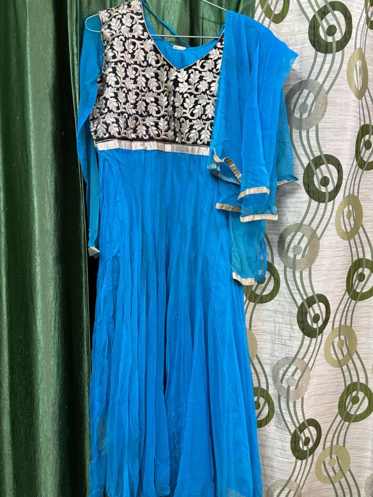 Blue Embroidered Anarkali Suit