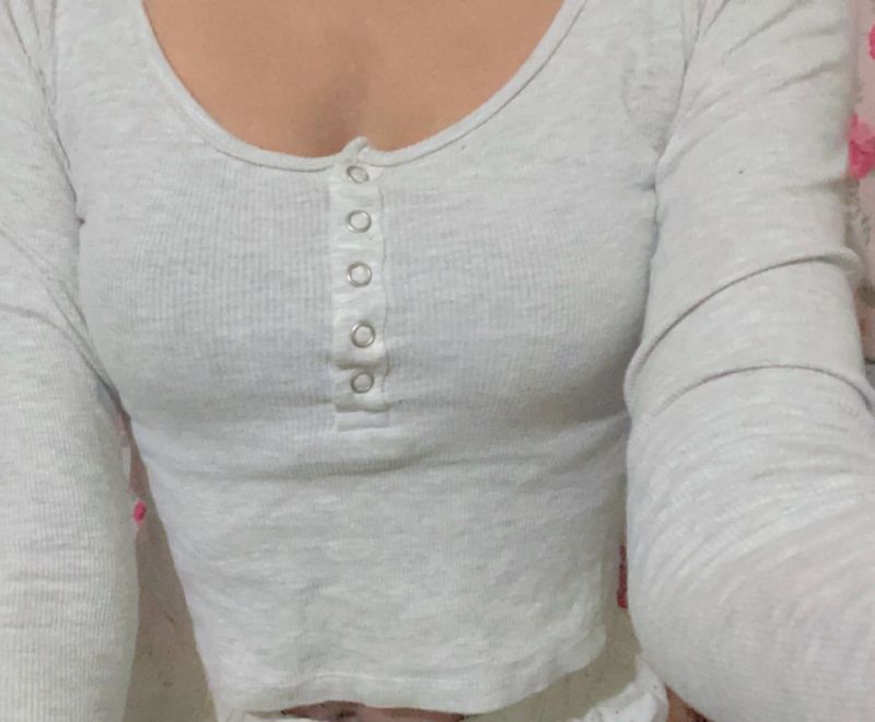 Primark Grey Ribbed Crop Top