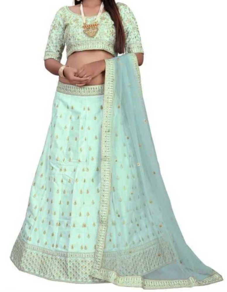 Embroidered Full Stitched Lehenga Choli (Green)