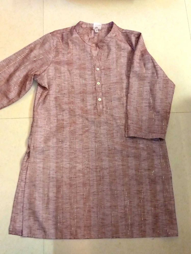 PINK COTTON THREADWORK SHORT KURTI
