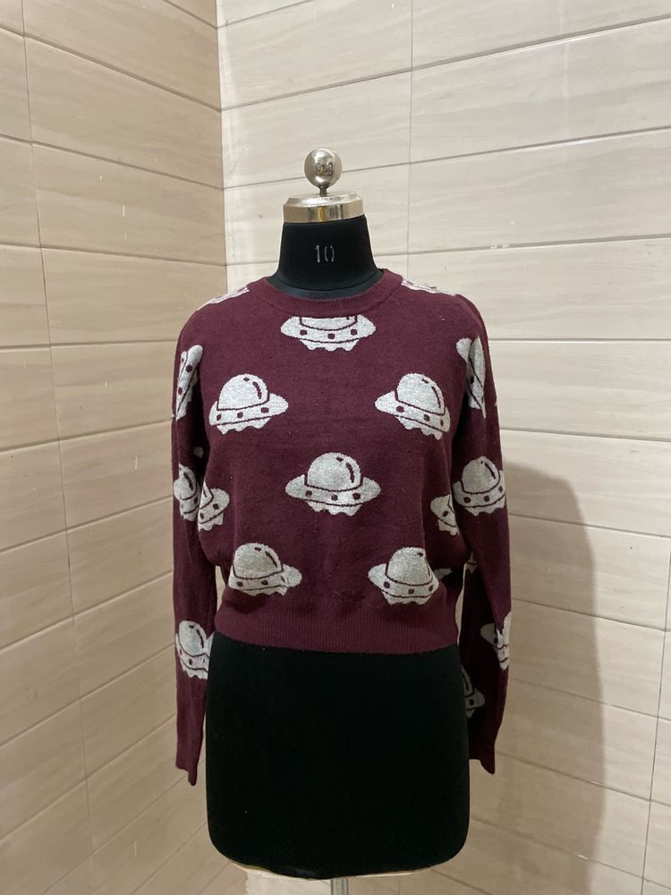 imported UFO Print Knit Sweater