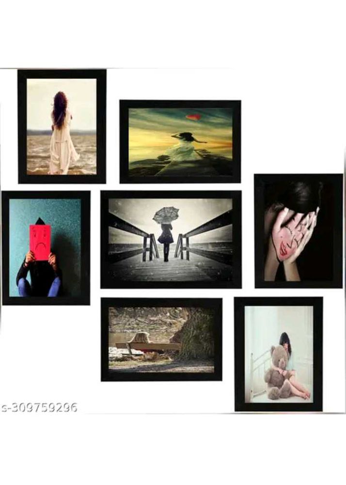 wooden frame Set of 7 framed wall art prints