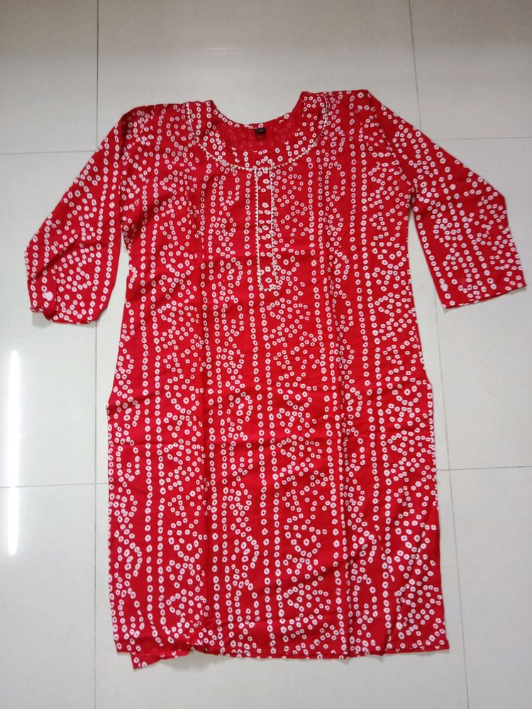 Red Bandhni Kurti