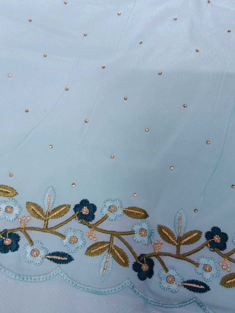 Unstitched Dress Material With Organza Duptta