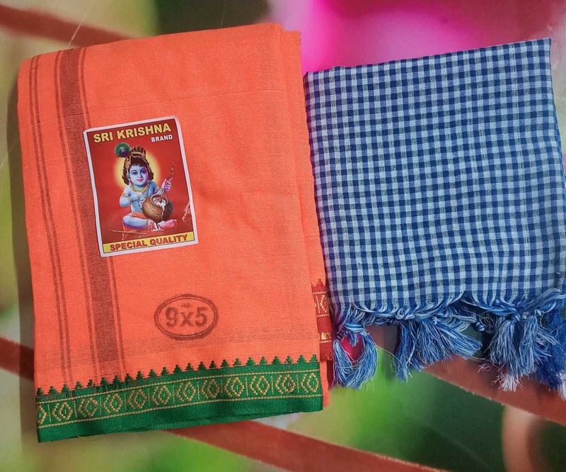 Brand New Pure Cotton Dhoti Jode With Towel