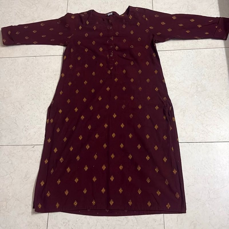 Maroon &amp; Gold Print Tunic Dress