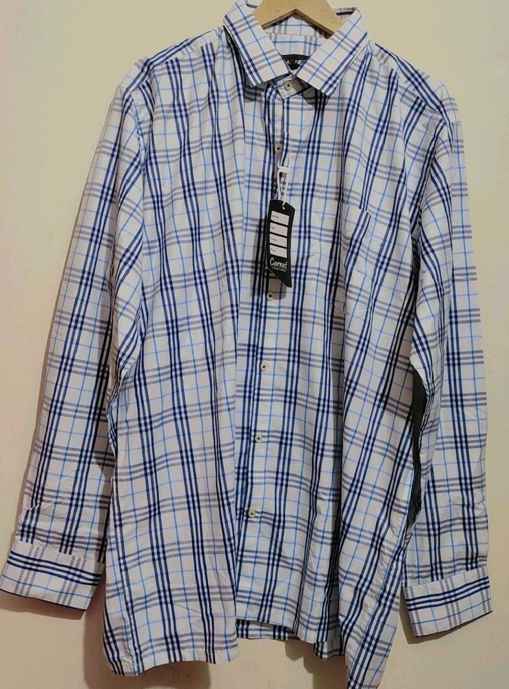 Blue Check Print Shirt For 48 Chest