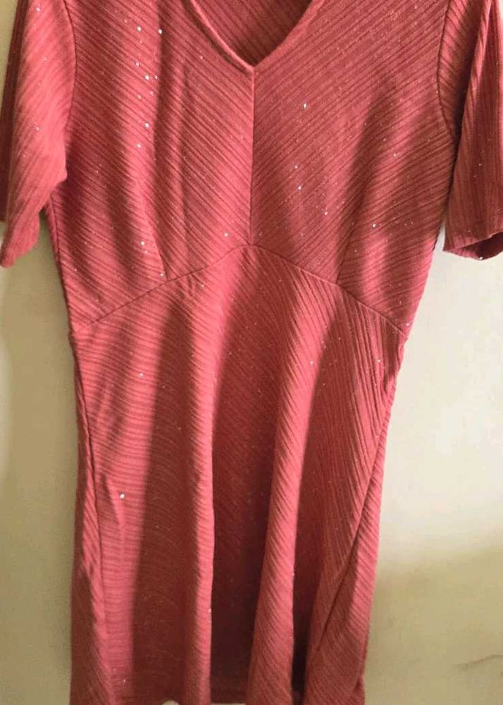 Coral Ribbed Dress