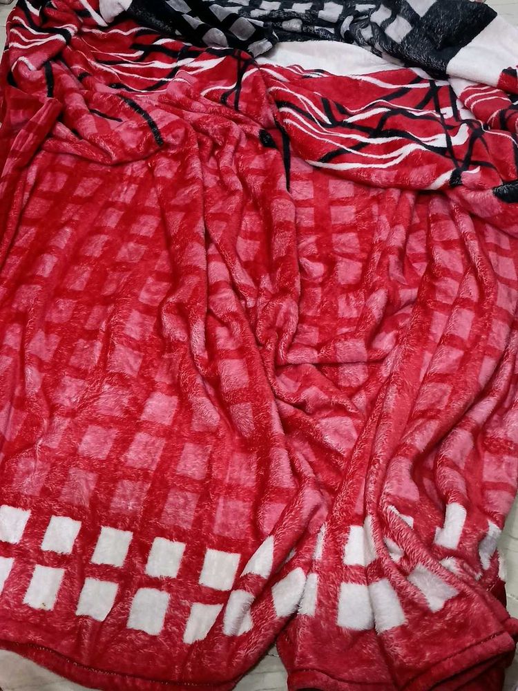 Branded Red &amp; White Plush Throw Blanket