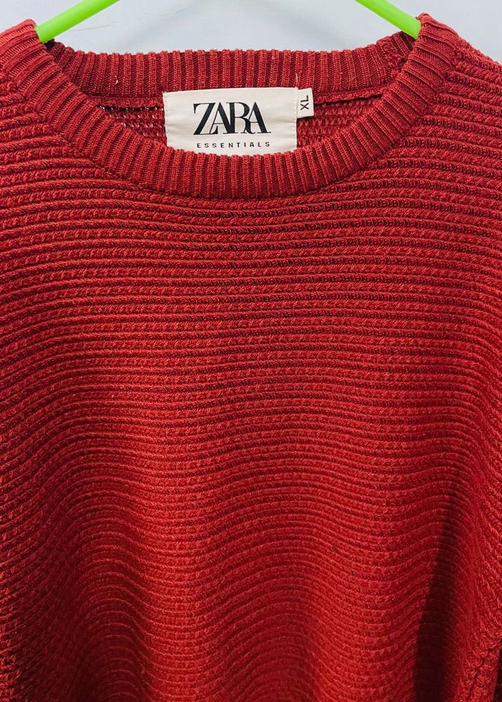 Zara Essentials Red Knit Sweater