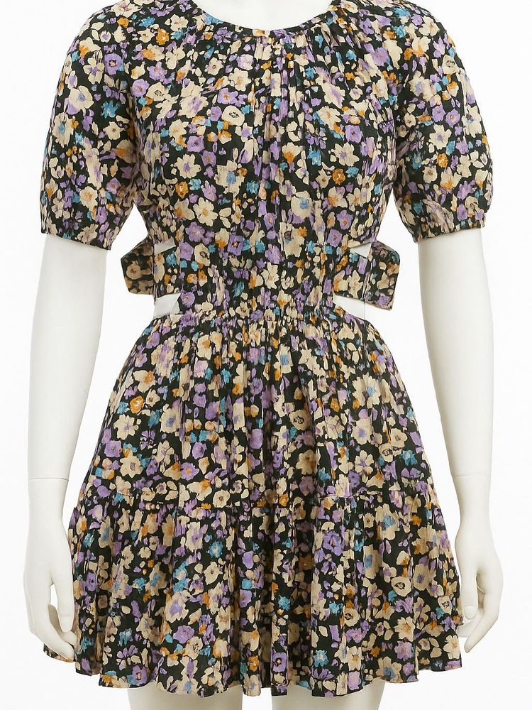 Floral Mini Dress with Cutout Detail