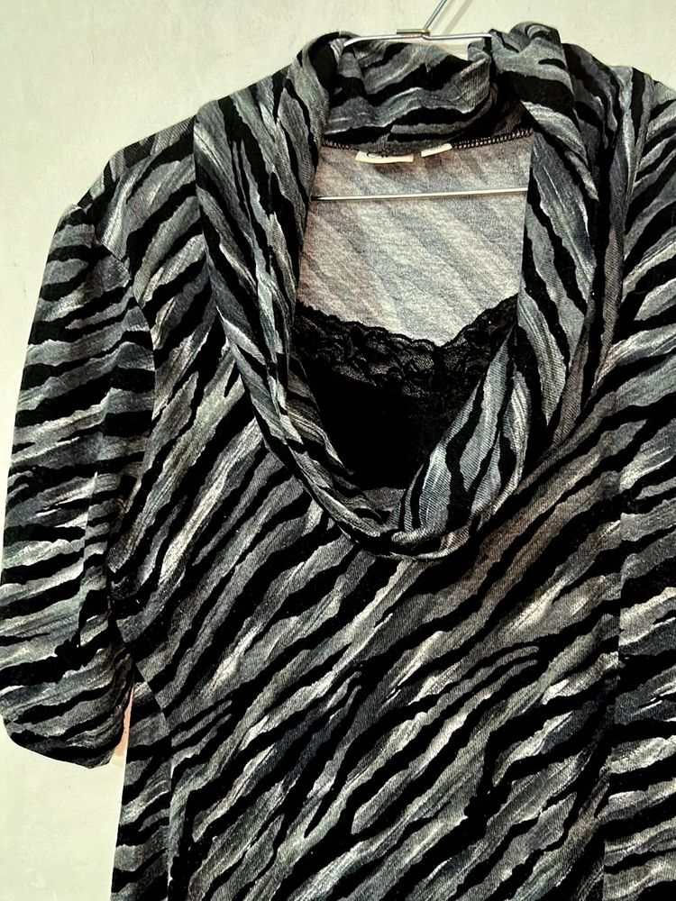 Striped Cowl Neck Top