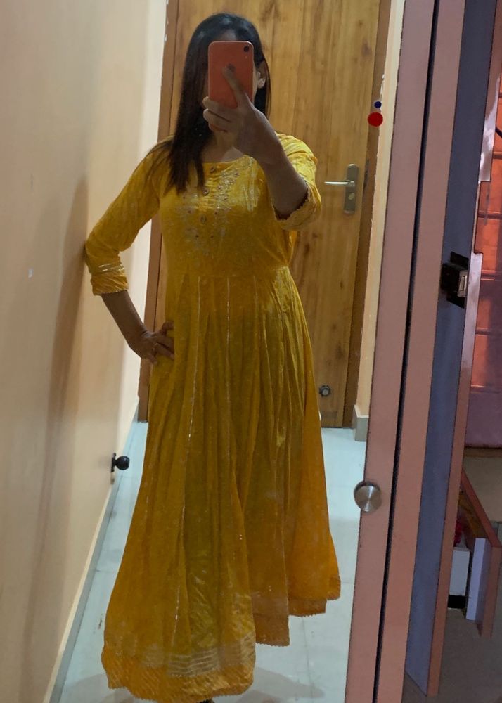 Yellow Embroidered Kurta Dress