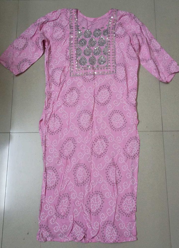 Pink Printed Kurta
