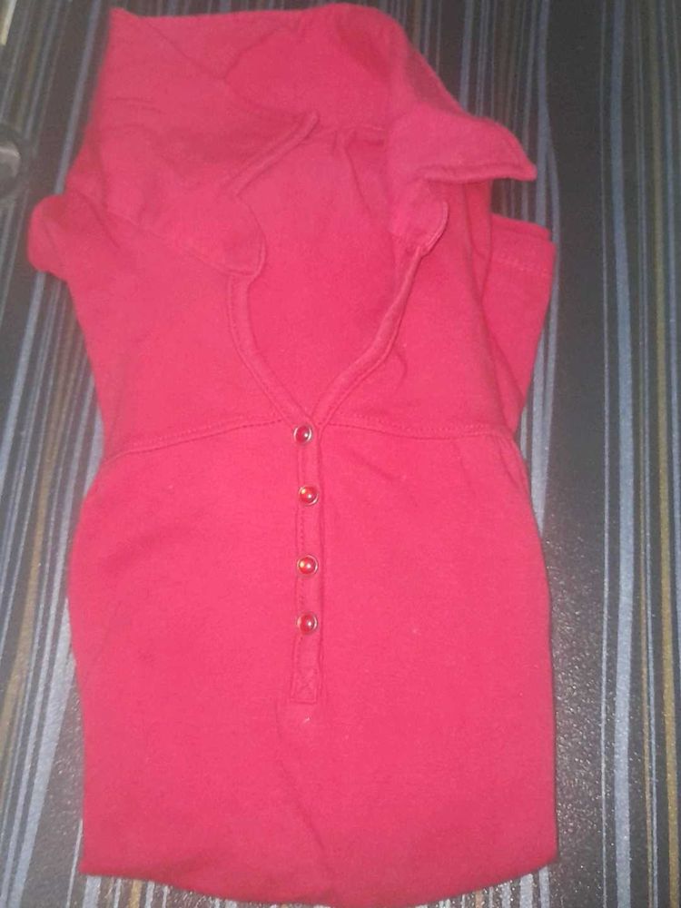 Red Button-Down Top