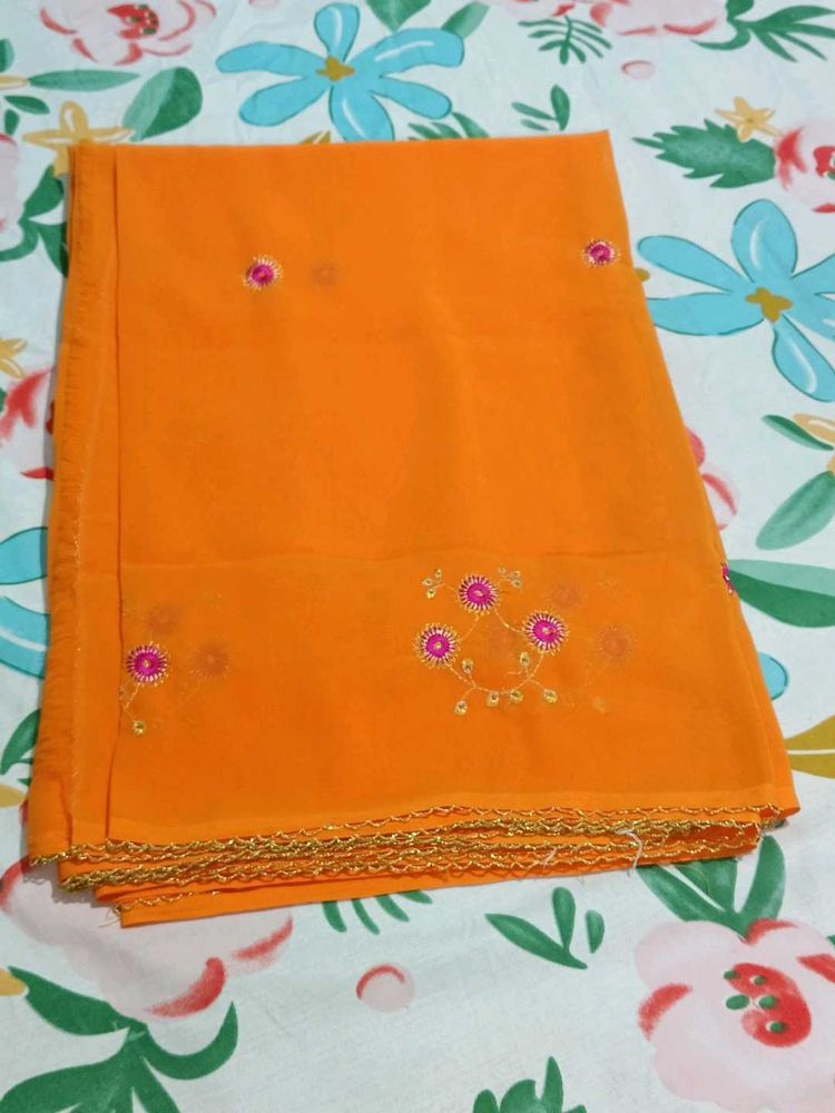 Orange Beautiful Georgette Party Wear Saree