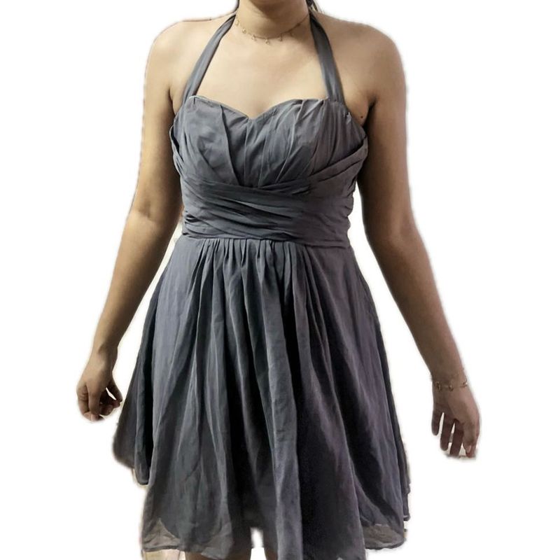 Beautiful Backless Grey Halter Neck Dress