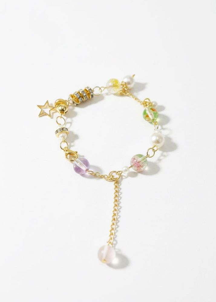 frosted Beaded Charm Bracelet