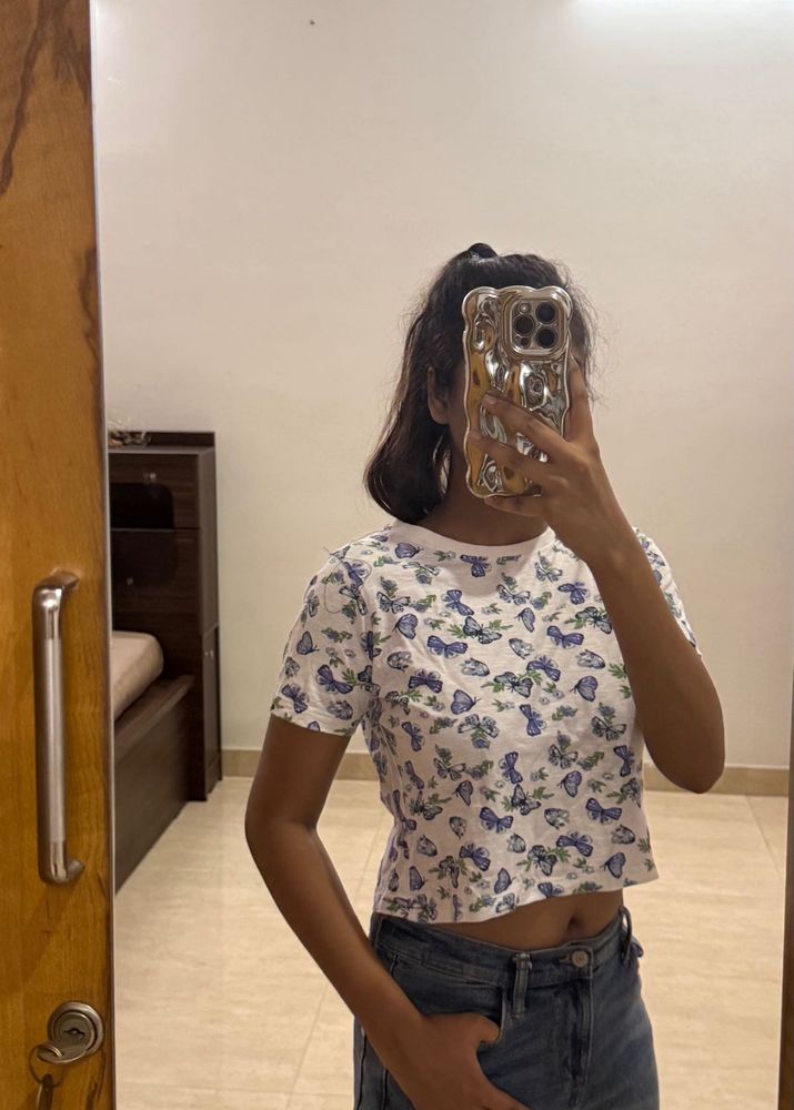 Butterfly Print Crop Top
