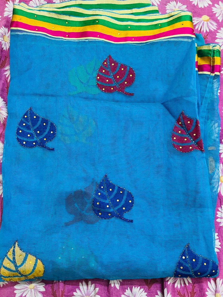 Blue Colour Net Saree