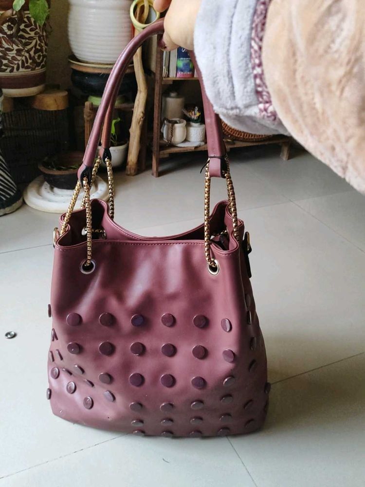leather Mauve Shoulder Bag