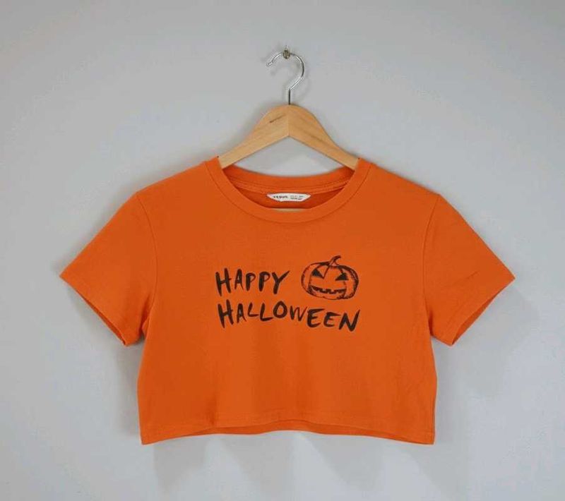 Halloween Pumpkin Crop Top