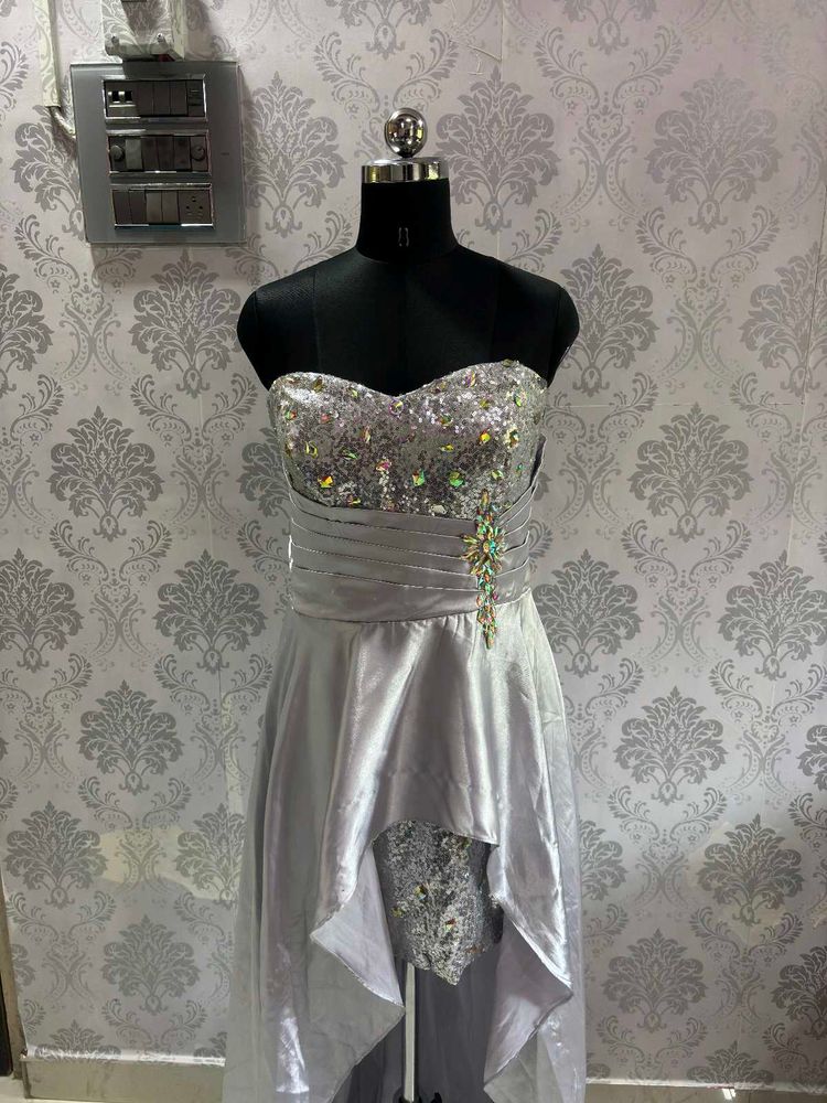 Elegant Silver Evening Gown