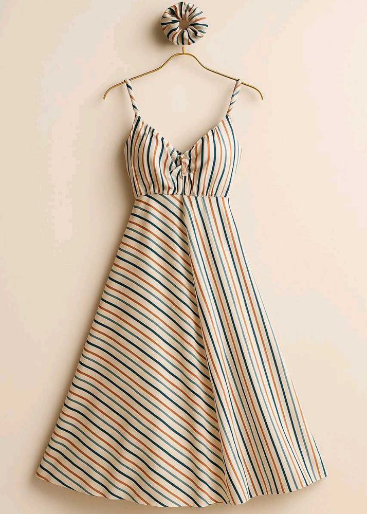 Striped Sundress with Scrunchie