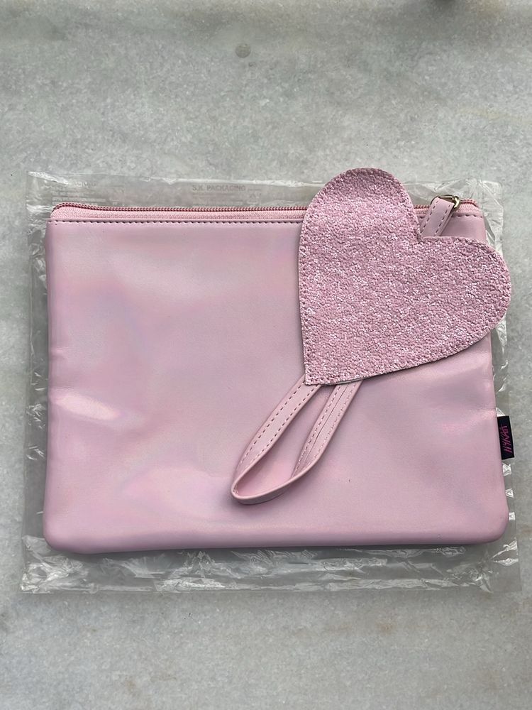 Holographic Heart Tassel Makeup Pouch