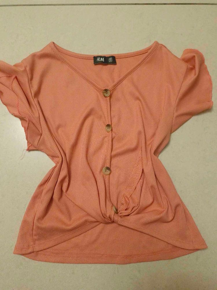 H&amp;M Peach Button-Down Top
