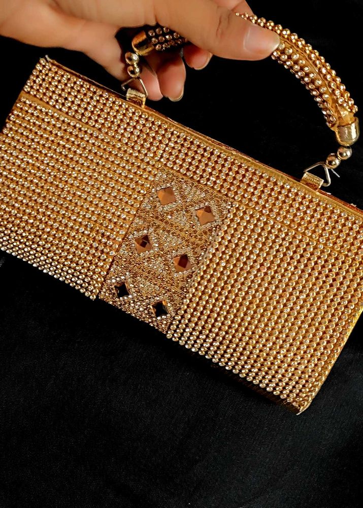 Golden Rhinestone Clutch
