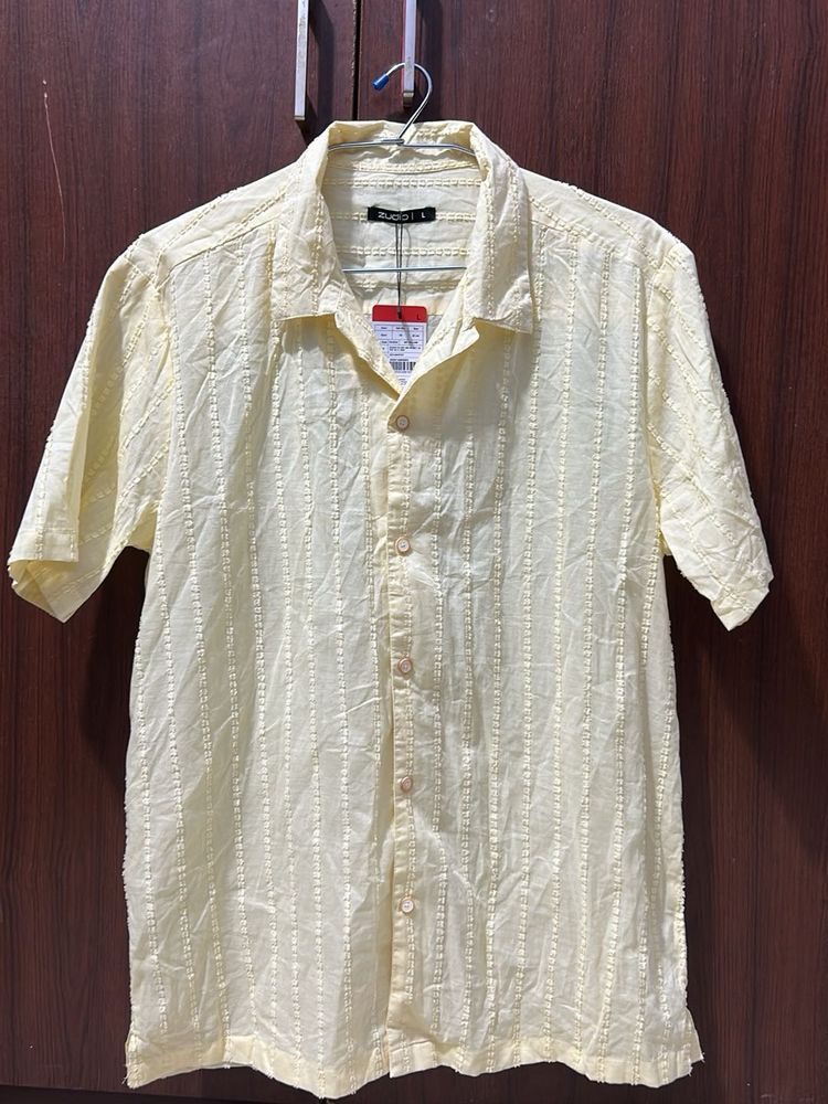 ZUDIO YELLOW HALF SLEEVE SHIRT