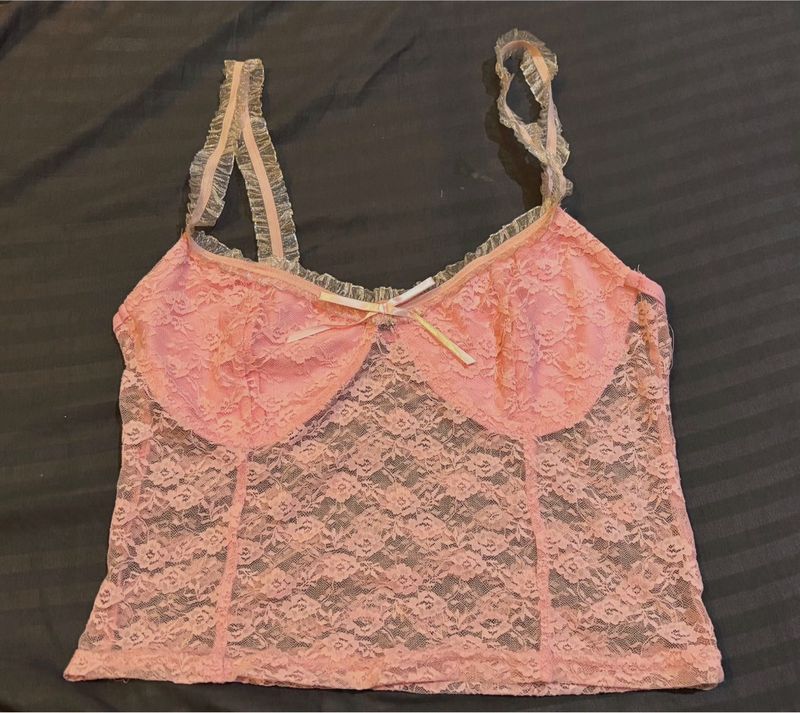 y2k Pink Lace Cami Top