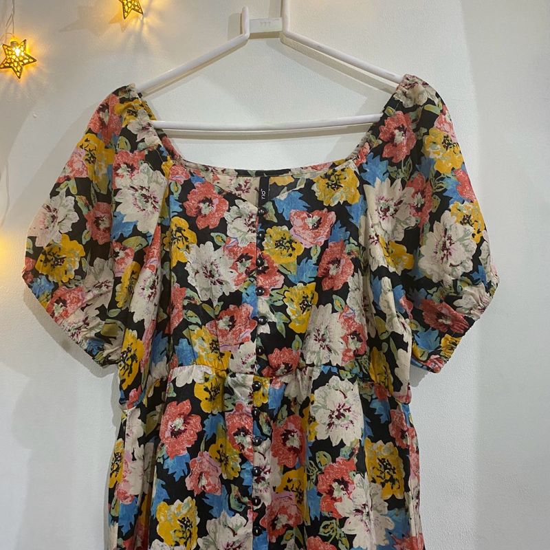 Floral A-line Button-Down Summer Dress