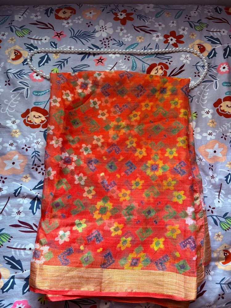 Elegant Paper Silk Peach Saree