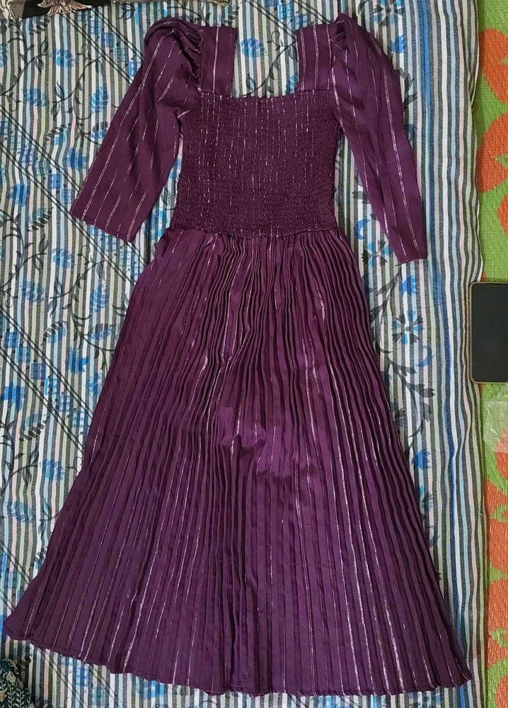 Elegant Purple Striped Dress
